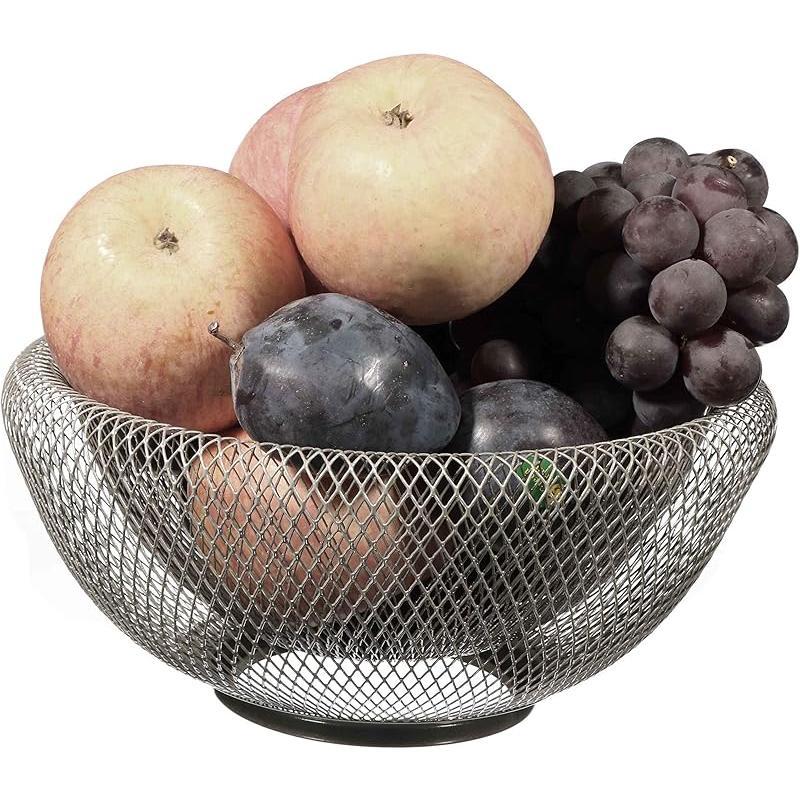 Bakul Buah Wayar Logam Akrilik, CARHOMECROP, Penyimpanan Bulat Besar untuk Roti, Buah-buahan dan Sayur-sayuran, Hiasan Dapur Moden