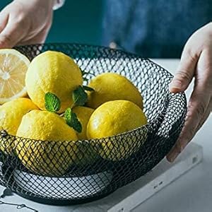 Bakul Buah Wayar Logam Akrilik, CARHOMECROP, Penyimpanan Bulat Besar untuk Roti, Buah-buahan dan Sayur-sayuran, Hiasan Dapur Moden