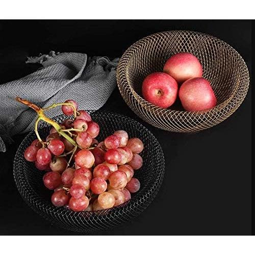 Bakul Buah Wayar Logam Akrilik, CARHOMECROP, Penyimpanan Bulat Besar untuk Roti, Buah-buahan dan Sayur-sayuran, Hiasan Dapur Moden