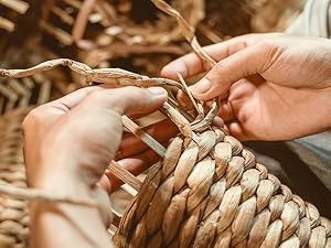 Bakul Penyimpanan Kertas Tandas dengan Penutup, Diperbuat daripada Anyaman Alamiah, Sesuai untuk 6 Gulungan Biasa, Reka Bentuk Tenunan Elegan, untuk Kegunaan Bilik Mandi