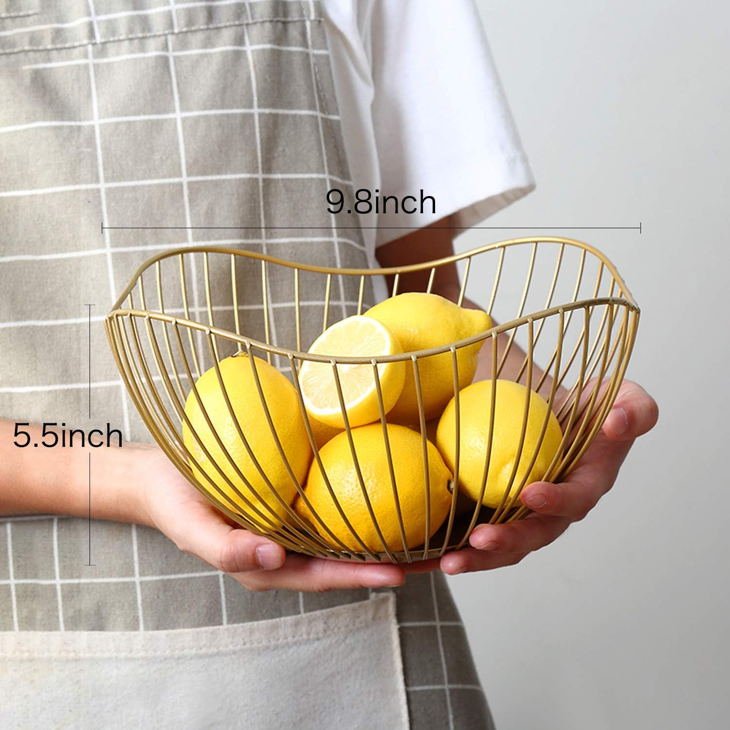 Bakul Buah Wayar Emas, CARHOMECROP, Mangkuk Hidangan Bergaya, untuk Buah-buahan dan Sayur-sayuran, dengan Aliran Udara Yang Baik