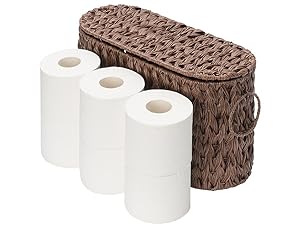 Bakul Penyimpanan Kertas Tandas, GRANNY SAYS, dengan Tudung, Pemegang Kertas Tandas Tenunan, Kalis Air, Penyusun dan Penyimpanan Bilik Mandi, Bakul Rotan, untuk Penyimpanan Bilik Mandi, Warna Coklat