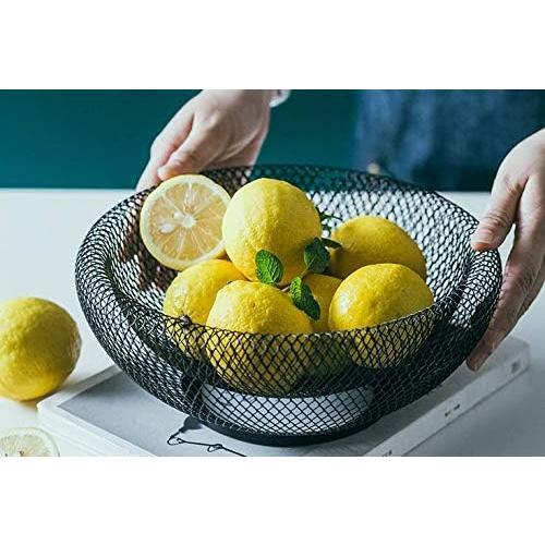 Bakul Buah Wayar Logam Akrilik, CARHOMECROP, Penyimpanan Bulat Besar untuk Roti, Buah-buahan dan Sayur-sayuran, Hiasan Dapur Moden