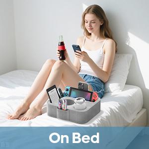 Bantal Pemegang Cawan Sofa, Caddy Serbaguna, Sesuai untuk iPad, Kindle, Alat Kawalan Permainan dan Minuman, Sesuai untuk Sofa, Katil dan Kereta