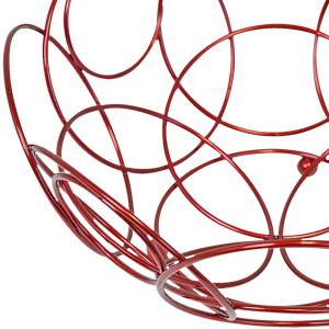 Bakul Buah Bulat, CARHOMECROP, Mangkuk Merah Berkilat Hiasan, untuk Kaunter Dapur, Diameter 10.38-Inci