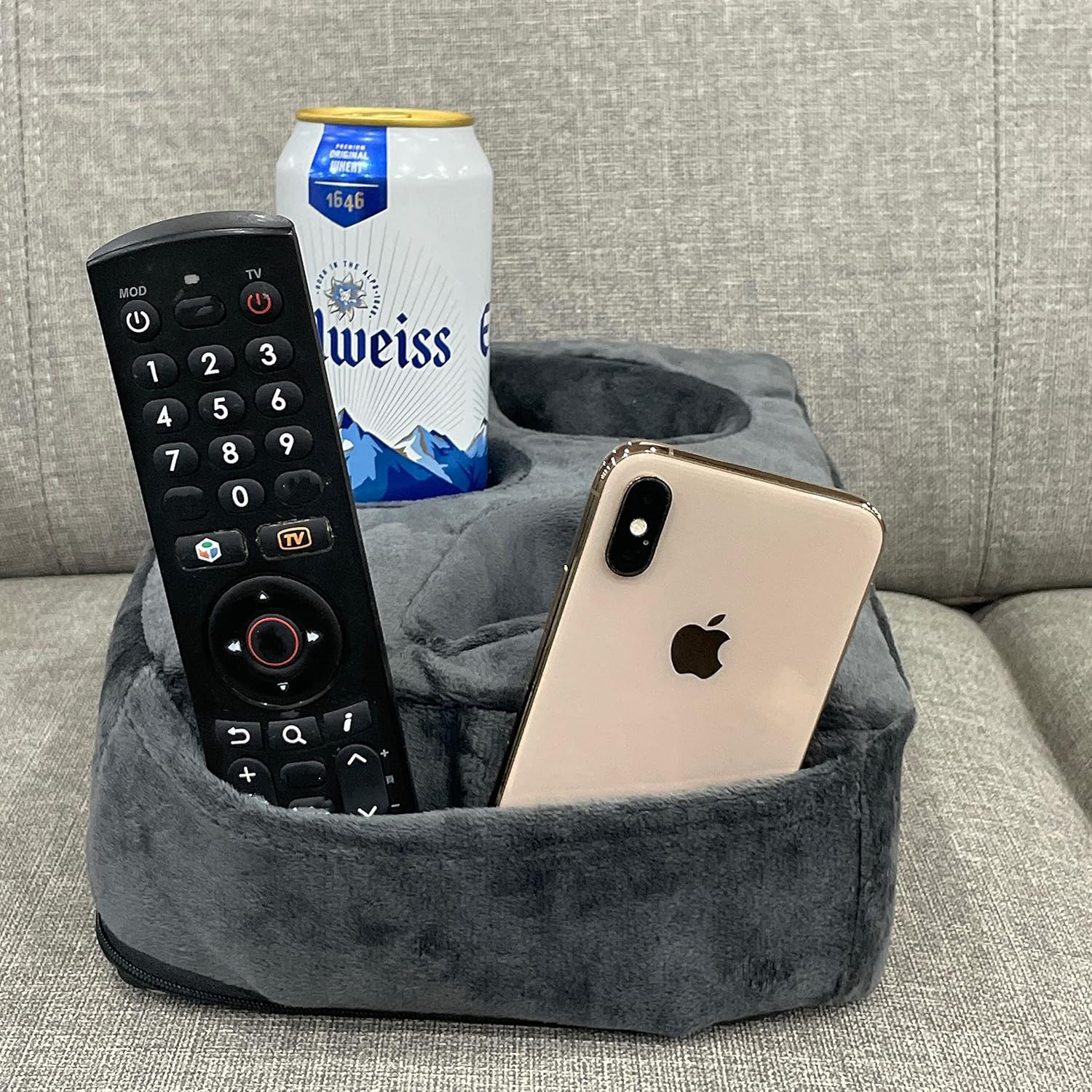 Bantal Pemegang Cawan Sofa, Caddy Serbaguna, Sesuai untuk iPad, Kindle, Alat Kawalan Permainan dan Minuman, Sesuai untuk Sofa, Katil dan Kereta
