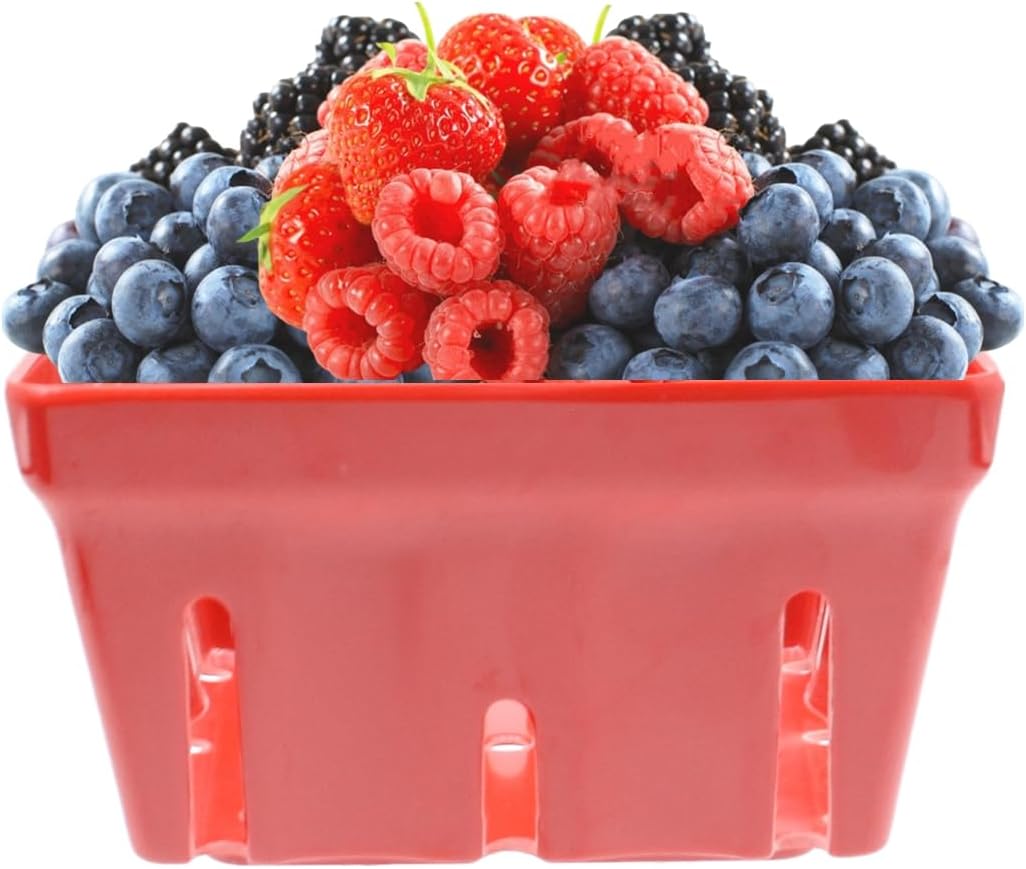 Bakul Beri, CARHOMECROP, 4 Pek, Mangkuk Buah Melamin Kecil, dengan Lubang, Sesuai untuk Strawberi dan Beri