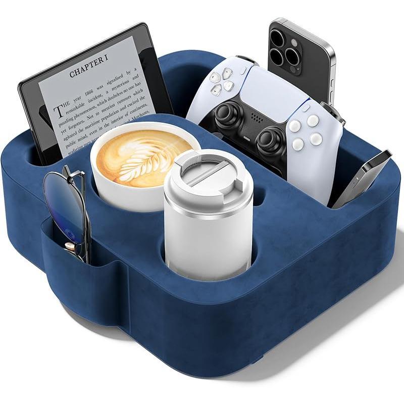 Bantal Pemegang Cawan Sofa, Caddy Serbaguna, Sesuai untuk iPad, Kindle, Alat Kawalan Permainan dan Minuman, Sesuai untuk Sofa, Katil dan Kereta