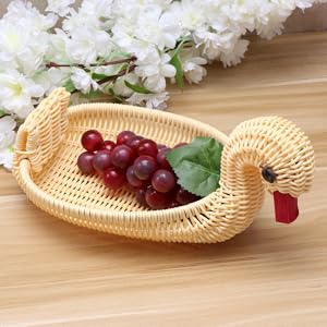 Bakul Buah Rotan, CARHOMECROP, Saiz Sederhana, Reka Bentuk Angsa, Dulang Penyimpanan, Sesuai untuk Dapur, Pemegang Snek Bergaya