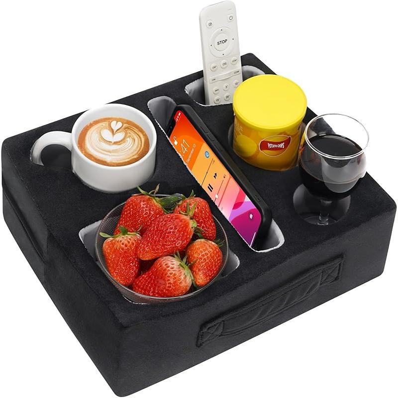Bantal Pemegang Cawan Sofa, CARHOMECROP, Rakan Selesa, dengan Pemegang Tablet dan Dulang Minuman Kalis Air, Sesuai untuk Kegunaan Rumah dan Luaran