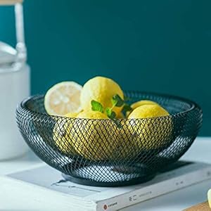 Bakul Buah Wayar Logam Akrilik, CARHOMECROP, Penyimpanan Bulat Besar untuk Roti, Buah-buahan dan Sayur-sayuran, Hiasan Dapur Moden