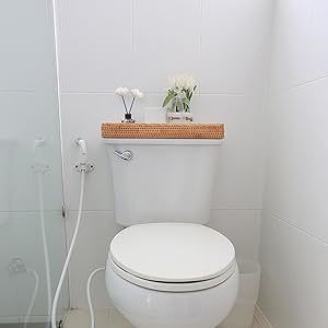 Bakul Penyimpanan Rotan, Lebar Sempit, Sesuai untuk Dulang Solek Bilik Mandi, untuk Tuala Tangan, Penyusun Hiasan, Warna Alamiah