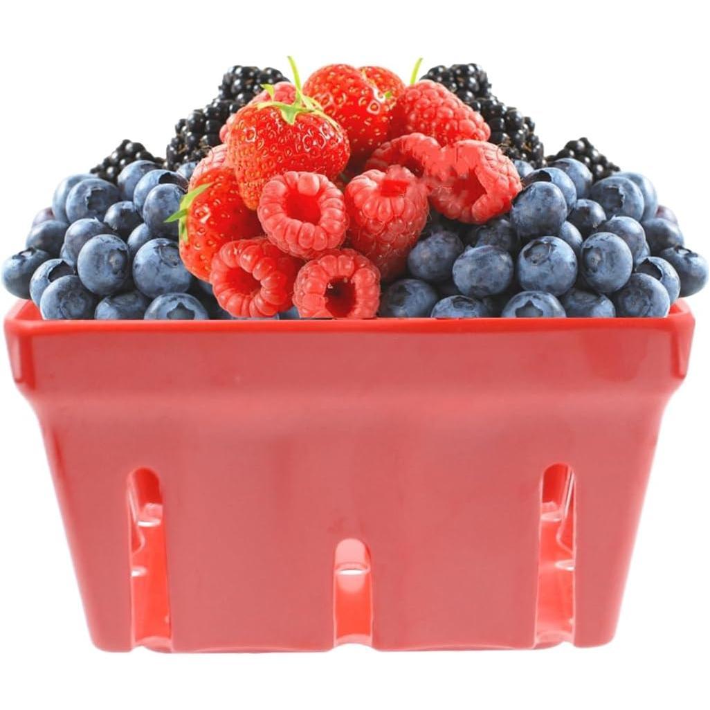 Bakul Beri, CARHOMECROP, 4 Pek, Mangkuk Buah Melamin Kecil, dengan Lubang, Sesuai untuk Strawberi dan Beri