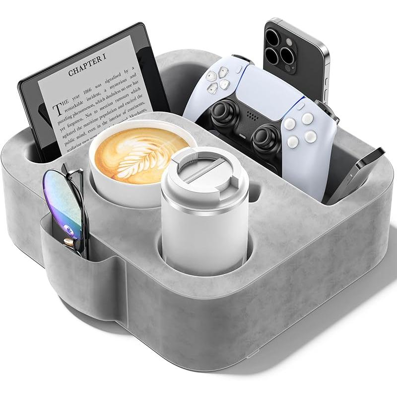 Bantal Pemegang Cawan Sofa, Caddy Serbaguna, Sesuai untuk iPad, Kindle, Alat Kawalan Permainan dan Minuman, Sesuai untuk Sofa, Katil dan Kereta