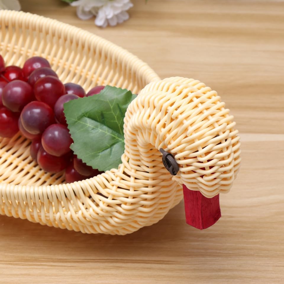 Bakul Buah Rotan, CARHOMECROP, Saiz Sederhana, Reka Bentuk Angsa, Dulang Penyimpanan, Sesuai untuk Dapur, Pemegang Snek Bergaya