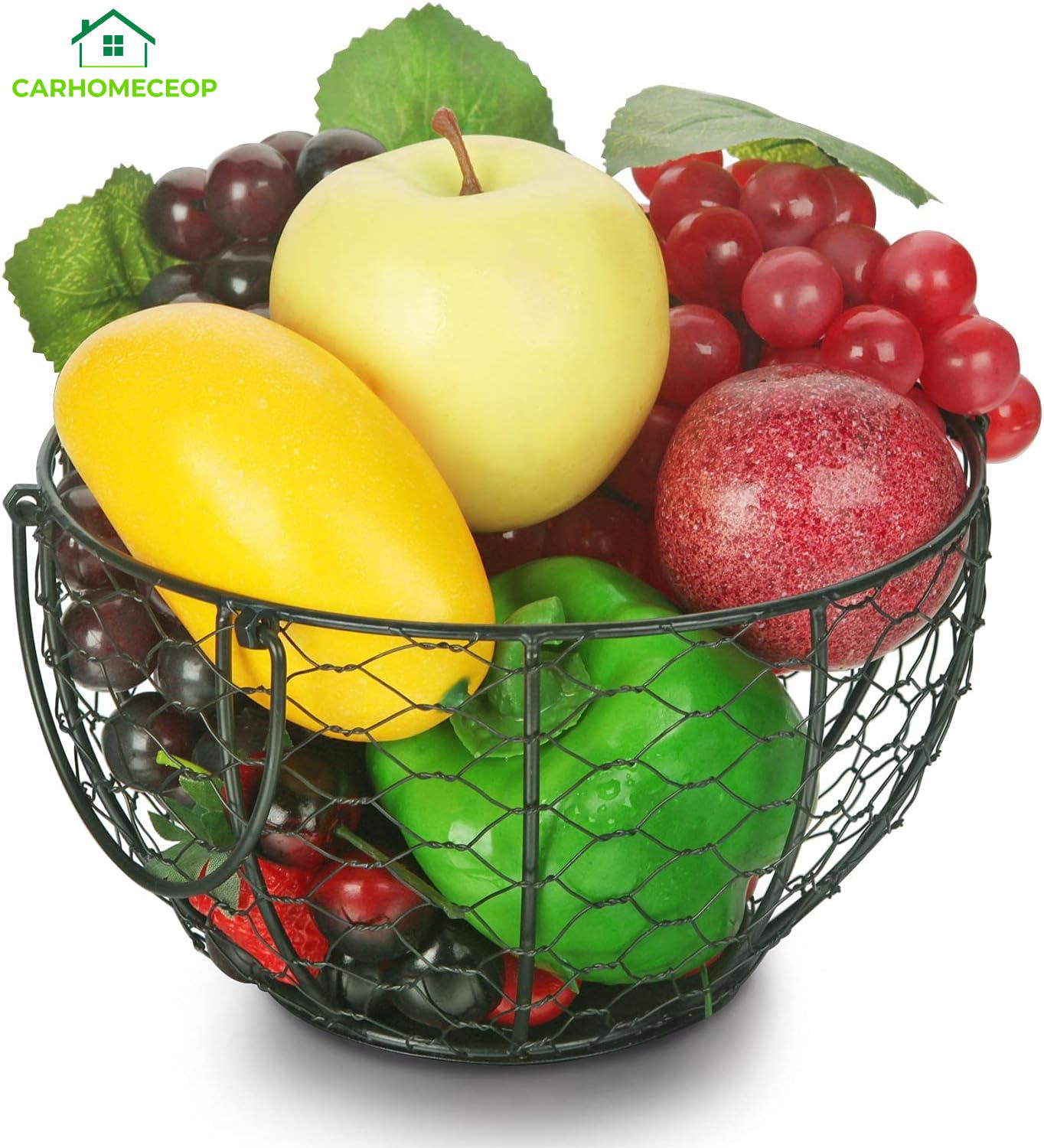 Bakul Dawai Bulat, CARHOMECROP, Pemegang Buah Hitam Bergaya, untuk Dapur dan Penyimpanan Rumah