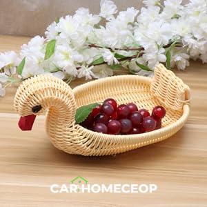 Bakul Buah Rotan, CARHOMECROP, Saiz Sederhana, Reka Bentuk Angsa, Dulang Penyimpanan, Sesuai untuk Dapur, Pemegang Snek Bergaya