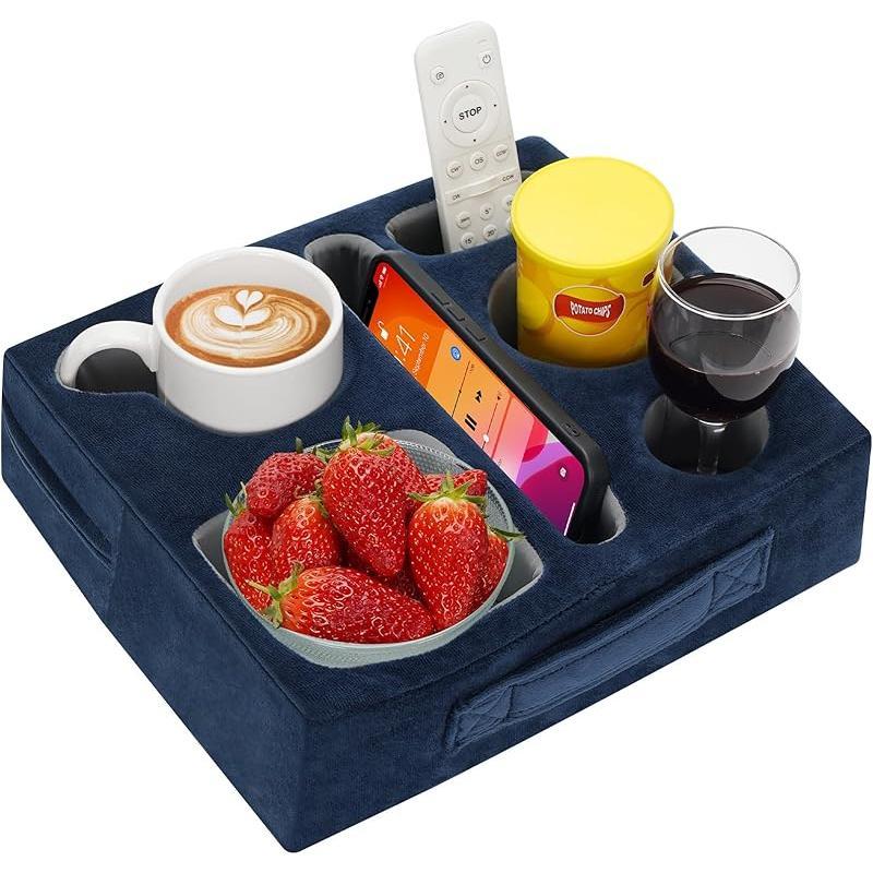 Bantal Pemegang Cawan Sofa, CARHOMECROP, Rakan Selesa, dengan Pemegang Tablet dan Dulang Minuman Kalis Air, Sesuai untuk Kegunaan Rumah dan Luaran