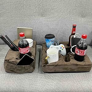 Bantal Pemegang Cawan Sofa, Caddy Serbaguna, Sesuai untuk iPad, Kindle, Alat Kawalan Permainan dan Minuman, Sesuai untuk Sofa, Katil dan Kereta