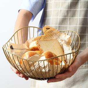 Bakul Buah Wayar Emas, CARHOMECROP, Mangkuk Hidangan Bergaya, untuk Buah-buahan dan Sayur-sayuran, dengan Aliran Udara Yang Baik