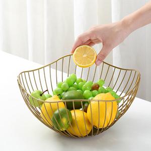 Bakul Buah Wayar Emas, CARHOMECROP, Mangkuk Hidangan Bergaya, untuk Buah-buahan dan Sayur-sayuran, dengan Aliran Udara Yang Baik