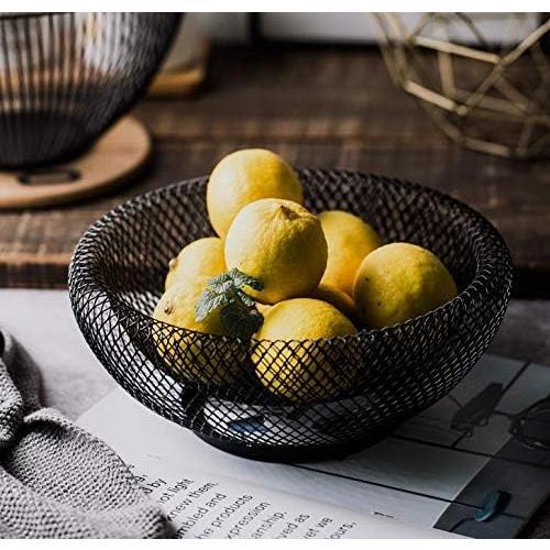 Bakul Buah Wayar Logam Akrilik, CARHOMECROP, Penyimpanan Bulat Besar untuk Roti, Buah-buahan dan Sayur-sayuran, Hiasan Dapur Moden