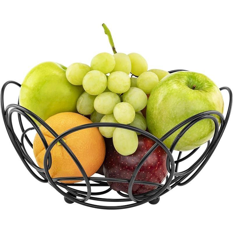 Bakul Buah Bulat, CARHOMECROP, Mangkuk Merah Berkilat Hiasan, untuk Kaunter Dapur, Diameter 10.38-Inci