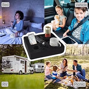 Bantal Pemegang Cawan Sofa, Caddy Serbaguna, Sesuai untuk iPad, Kindle, Alat Kawalan Permainan dan Minuman, Sesuai untuk Sofa, Katil dan Kereta