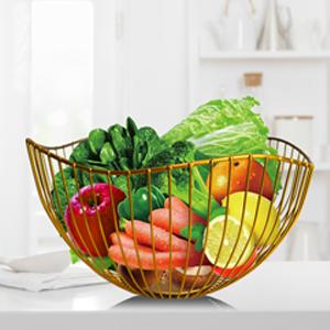 Bakul Buah Wayar Emas, CARHOMECROP, Mangkuk Hidangan Bergaya, untuk Buah-buahan dan Sayur-sayuran, dengan Aliran Udara Yang Baik