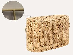 Bakul Penyimpanan Kertas Tandas dengan Penutup, Diperbuat daripada Anyaman Alamiah, Sesuai untuk 6 Gulungan Biasa, Reka Bentuk Tenunan Elegan, untuk Kegunaan Bilik Mandi